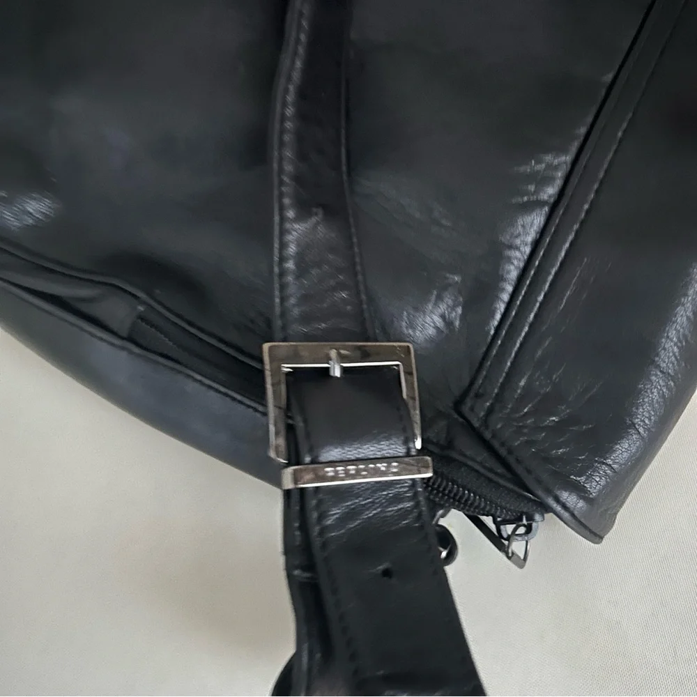 Perlina Black Leather Laptop/Messenger Bag